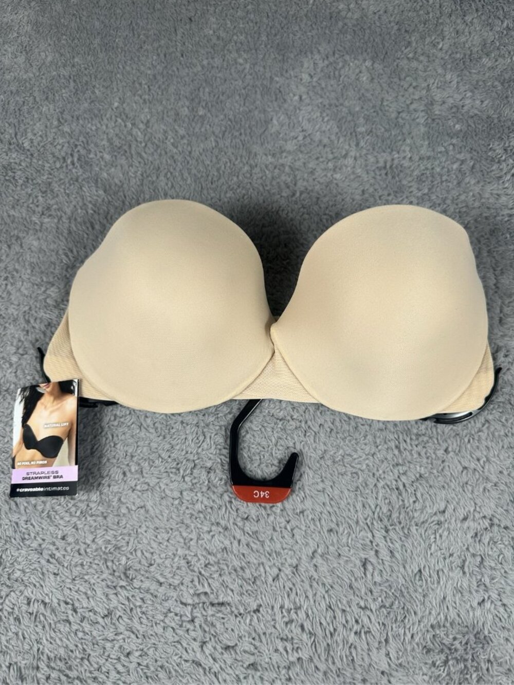 Maidenform Dreamwire Strapless Lift Bra Womens Size 34C Beige Underwire